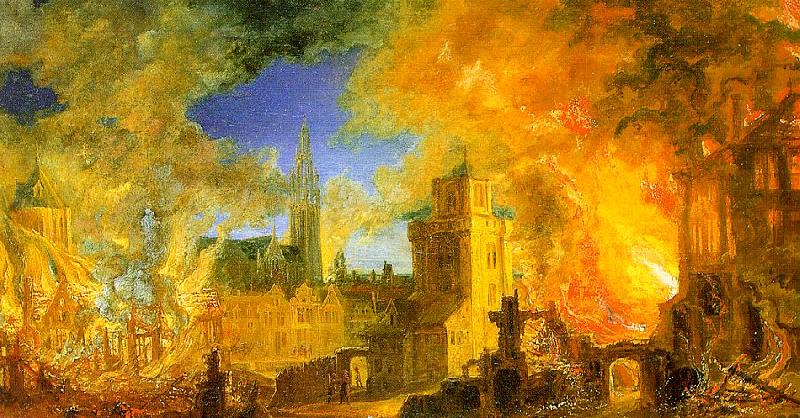 Daniel van Heil The Gunpowder Storehouse Fire at Anvers Spain oil painting art